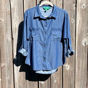 Dip blue button down top size small